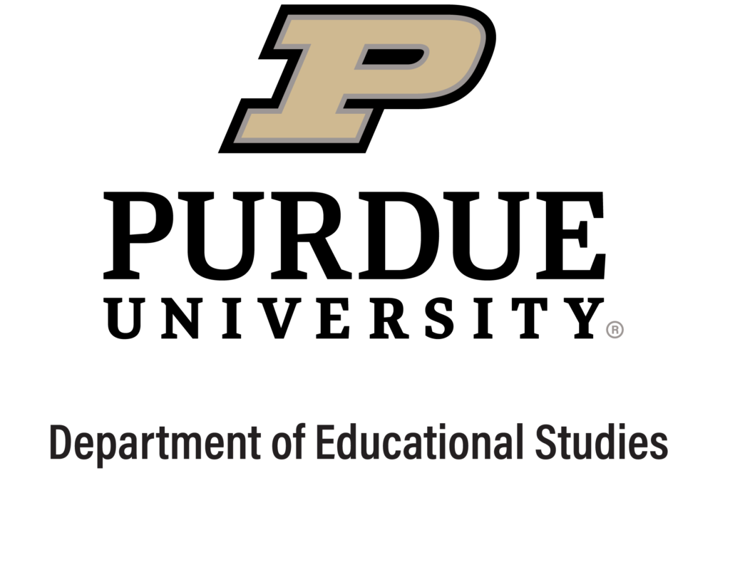 A logo for Purdue University Department of Educational studies